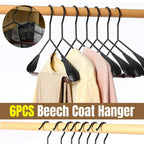 6 Pcs Iron Beech Wood Clothes Hangers Set | StorageOZ