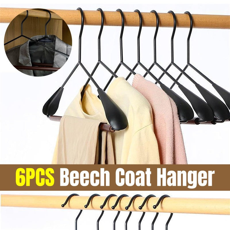 6 Pcs Iron Beech Wood Clothes Hangers Set | StorageOZ