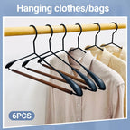 6 Pcs Iron Beech Wood Clothes Hangers Set | StorageOZ