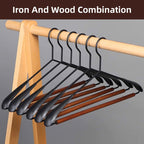 6 Pcs Iron Beech Wood Clothes Hangers Set | StorageOZ