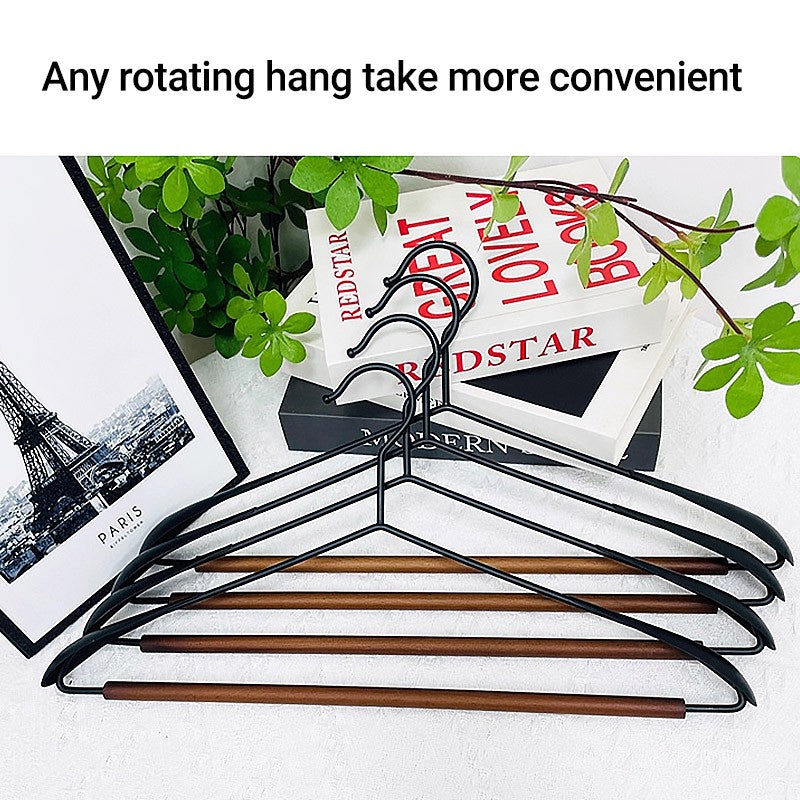 6 Pcs Iron Beech Wood Clothes Hangers Set | StorageOZ