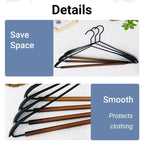6 Pcs Iron Beech Wood Clothes Hangers Set | StorageOZ