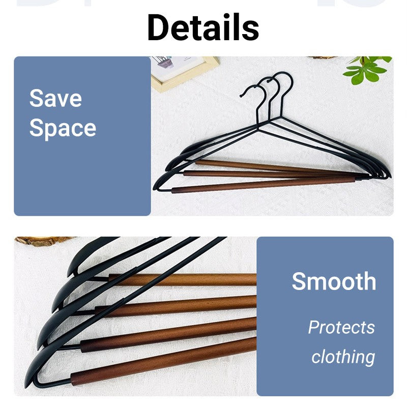 6 Pcs Iron Beech Wood Clothes Hangers Set | StorageOZ