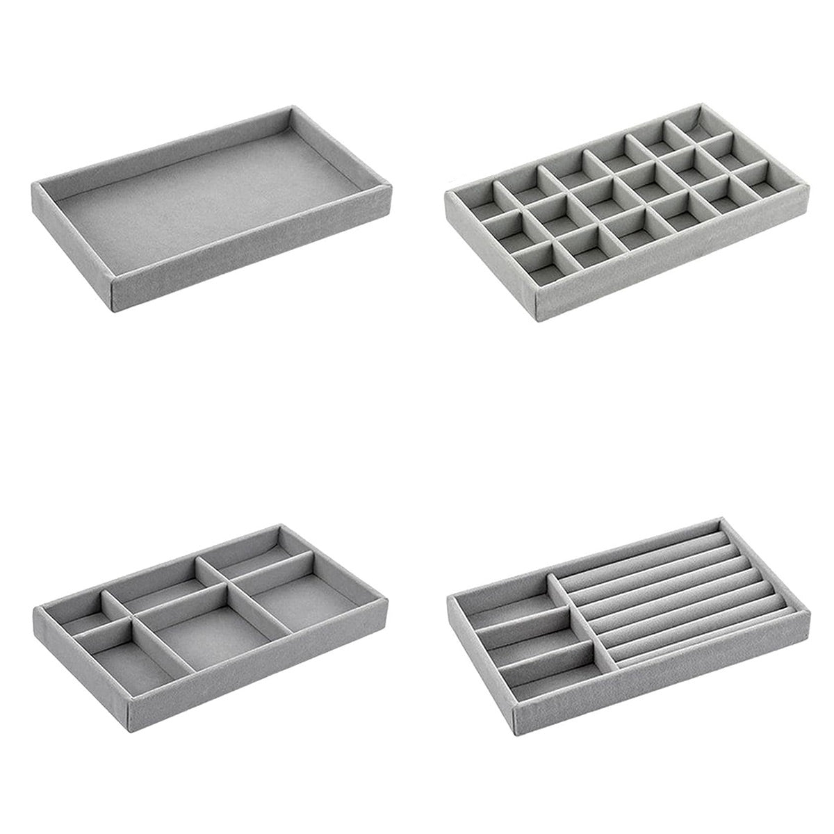 Velvet Jewellery Trays Four Layouts Two Packs | StorageOZ