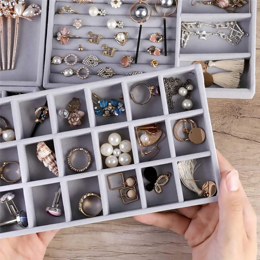 Velvet Jewellery Trays Four Layouts Two Packs | StorageOZ