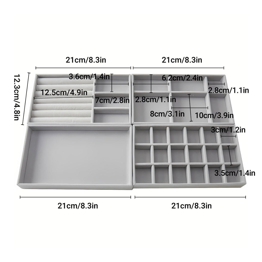 Velvet Jewellery Trays Four Layouts Two Packs | StorageOZ