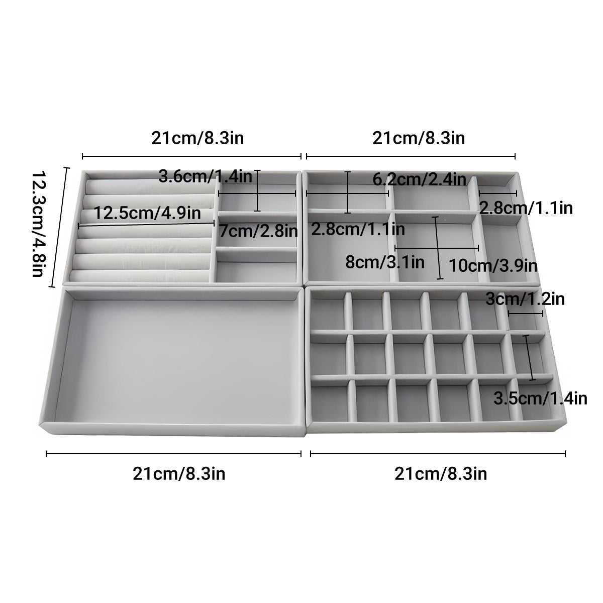 Velvet Jewellery Trays Four Layouts Two Packs | StorageOZ