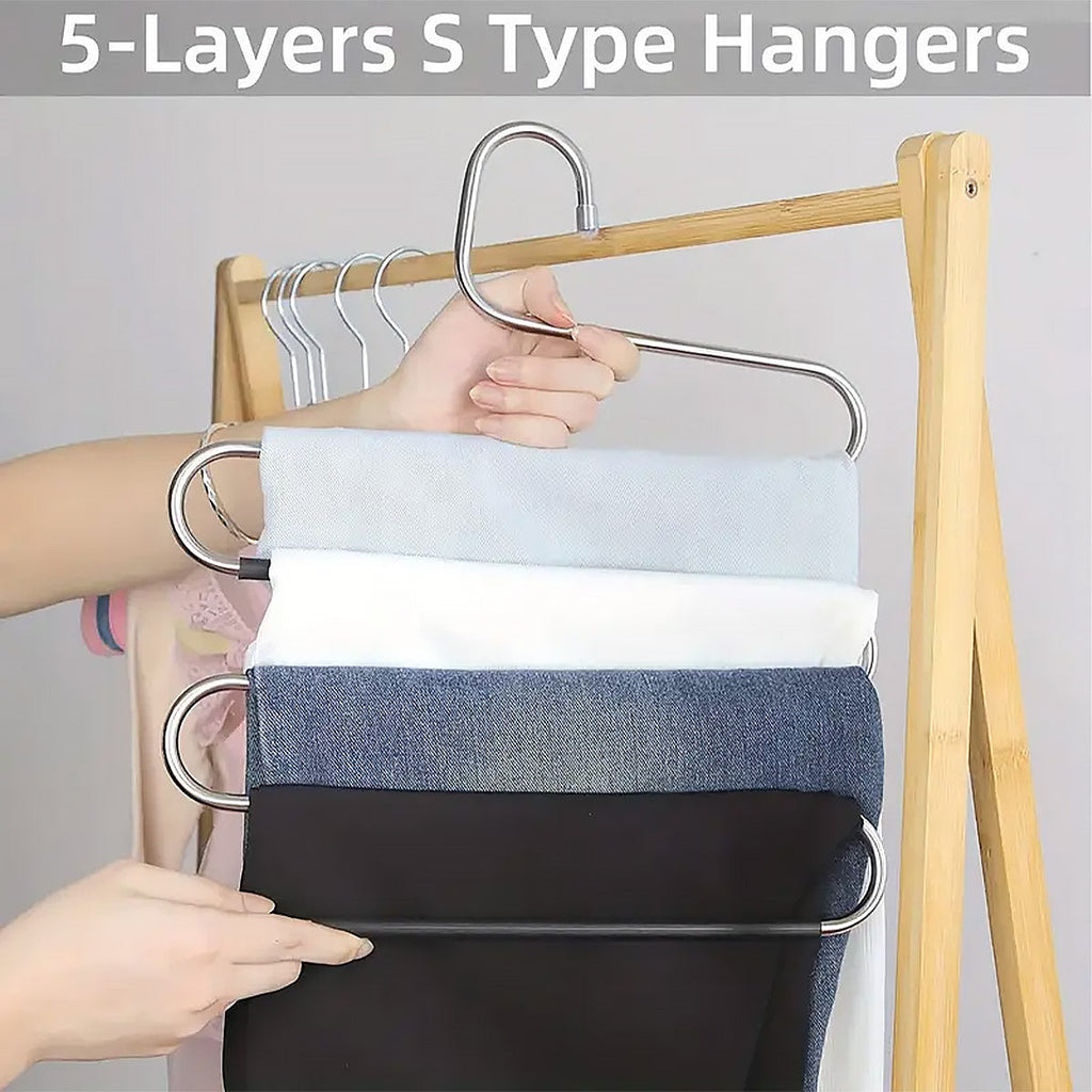 4 Pcs 5 Tier Stainless Trouser Hangers Set | StorageOZ