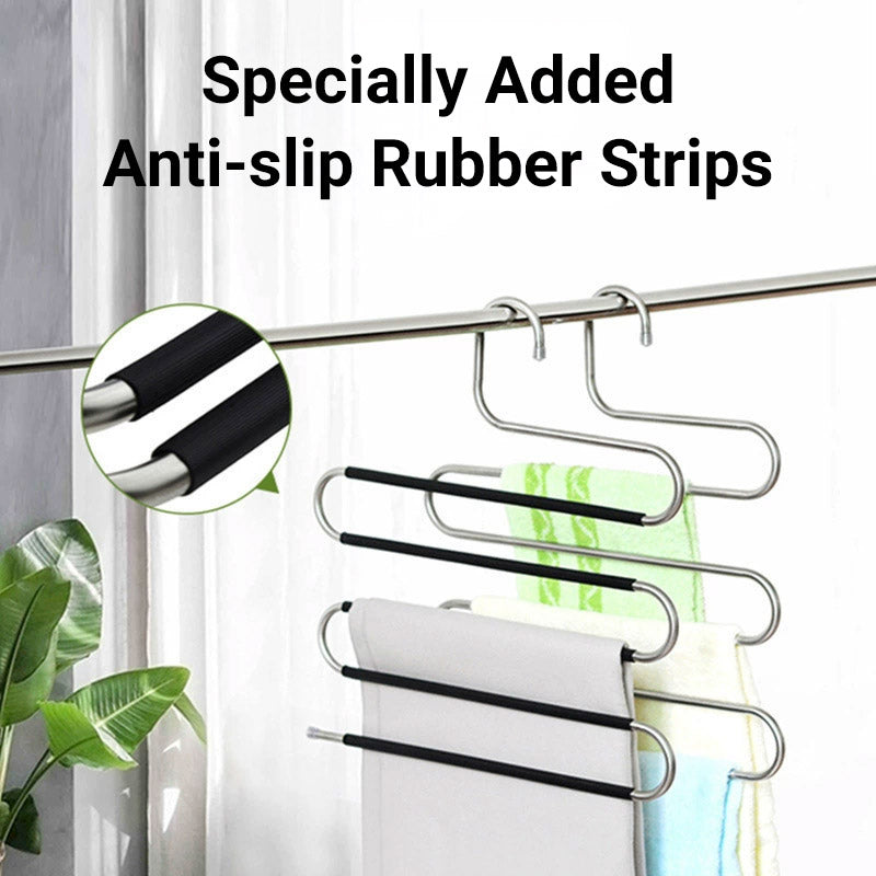 4 Pcs 5 Tier Stainless Trouser Hangers Set | StorageOZ