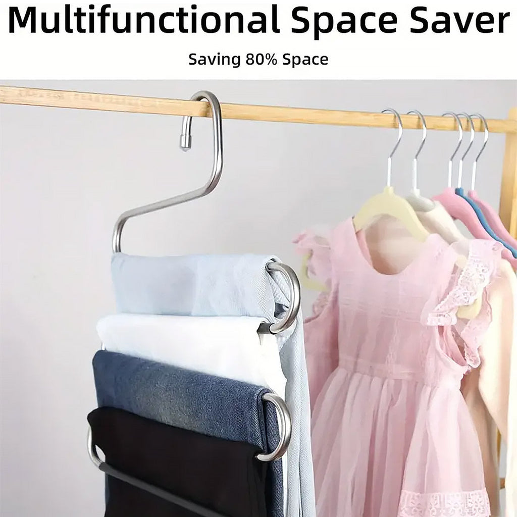 4 Pcs 5 Tier Stainless Trouser Hangers Set | StorageOZ