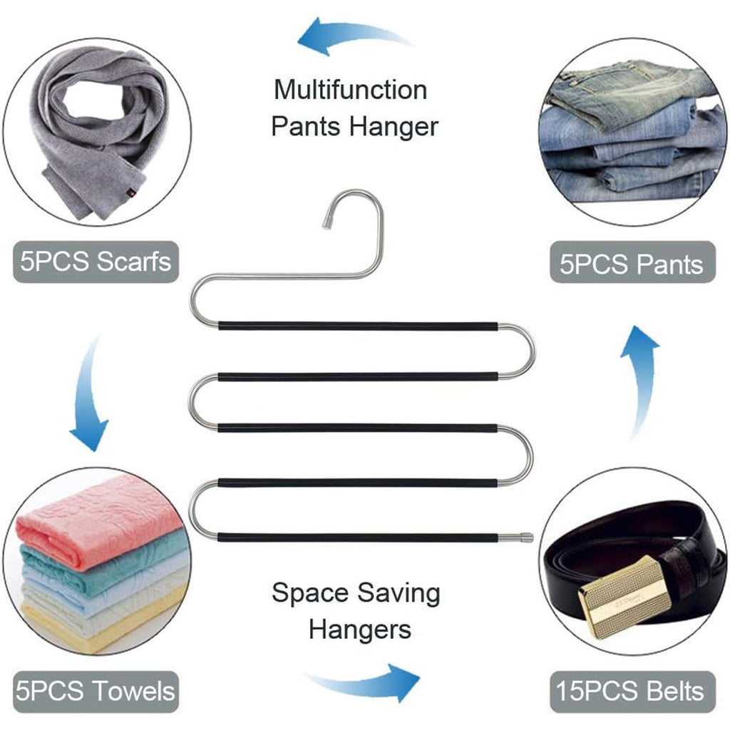 4 Pcs 5 Tier Stainless Trouser Hangers Set | StorageOZ