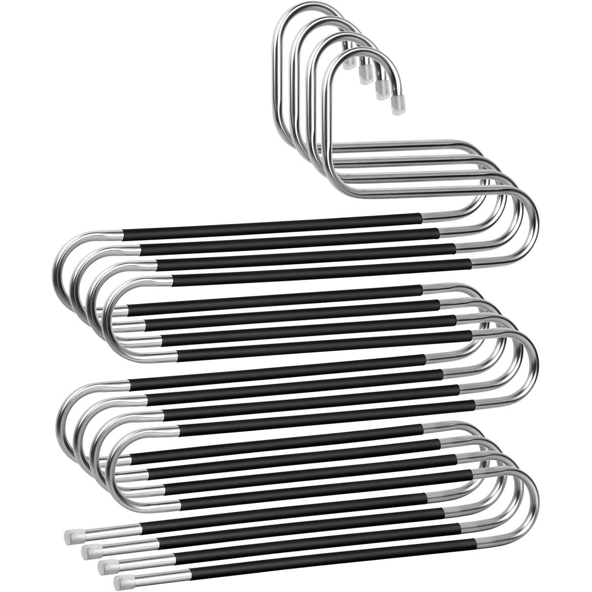 4 Pcs 5 Tier Stainless Trouser Hangers Set | StorageOZ