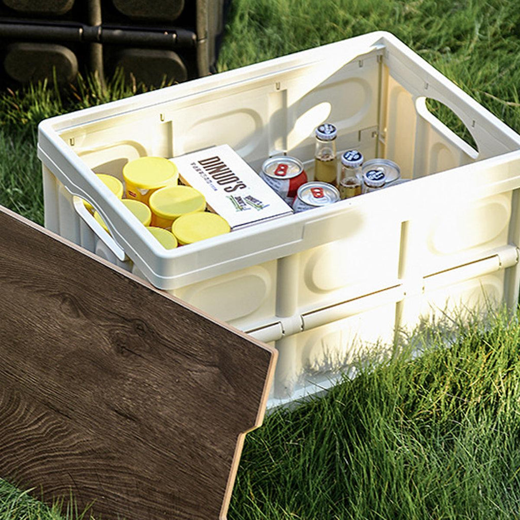 30L Folding Storage Box with Wooden Lid Set | StorageOZ