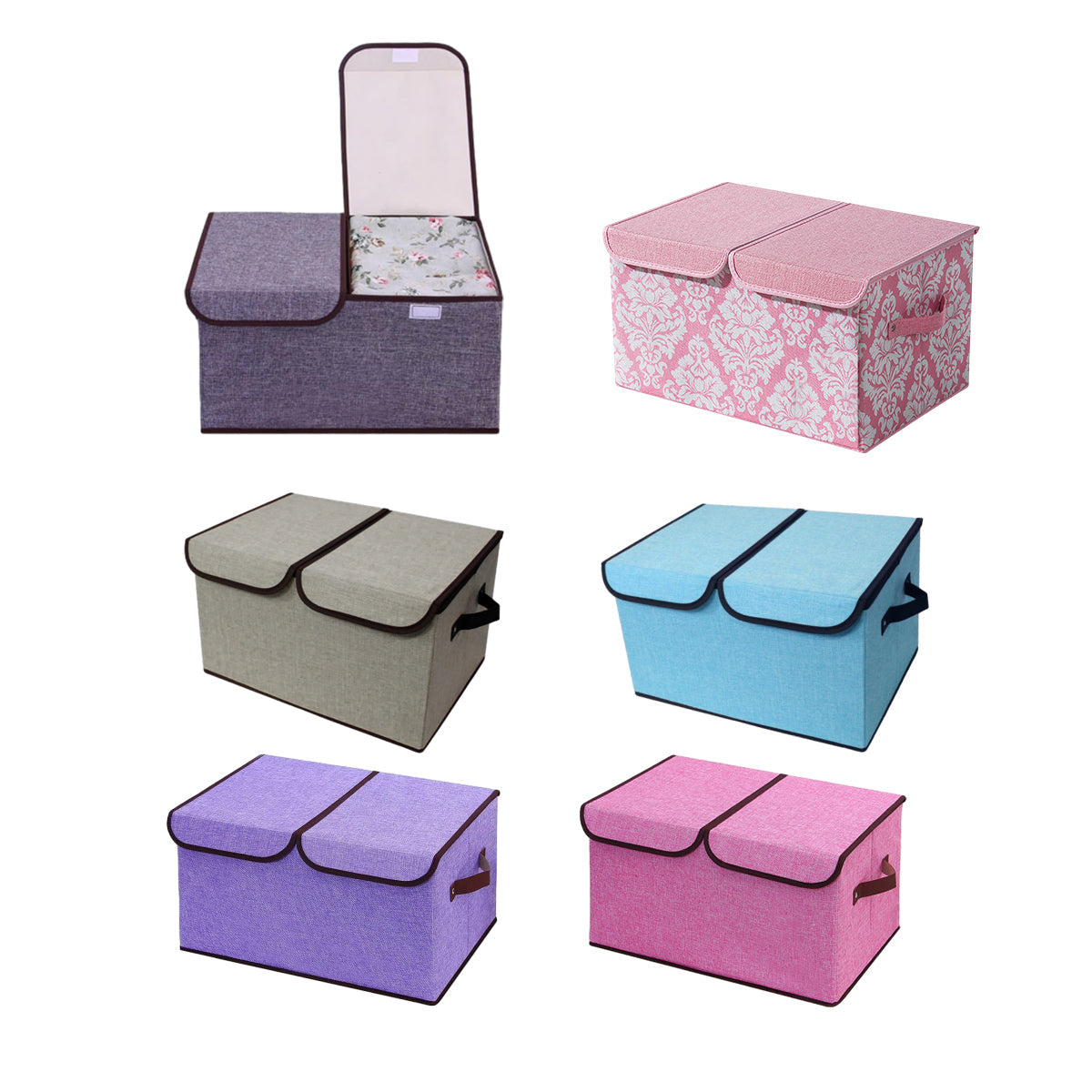 Double Lid Fabric Storage Box Six Colours | StorageOZ