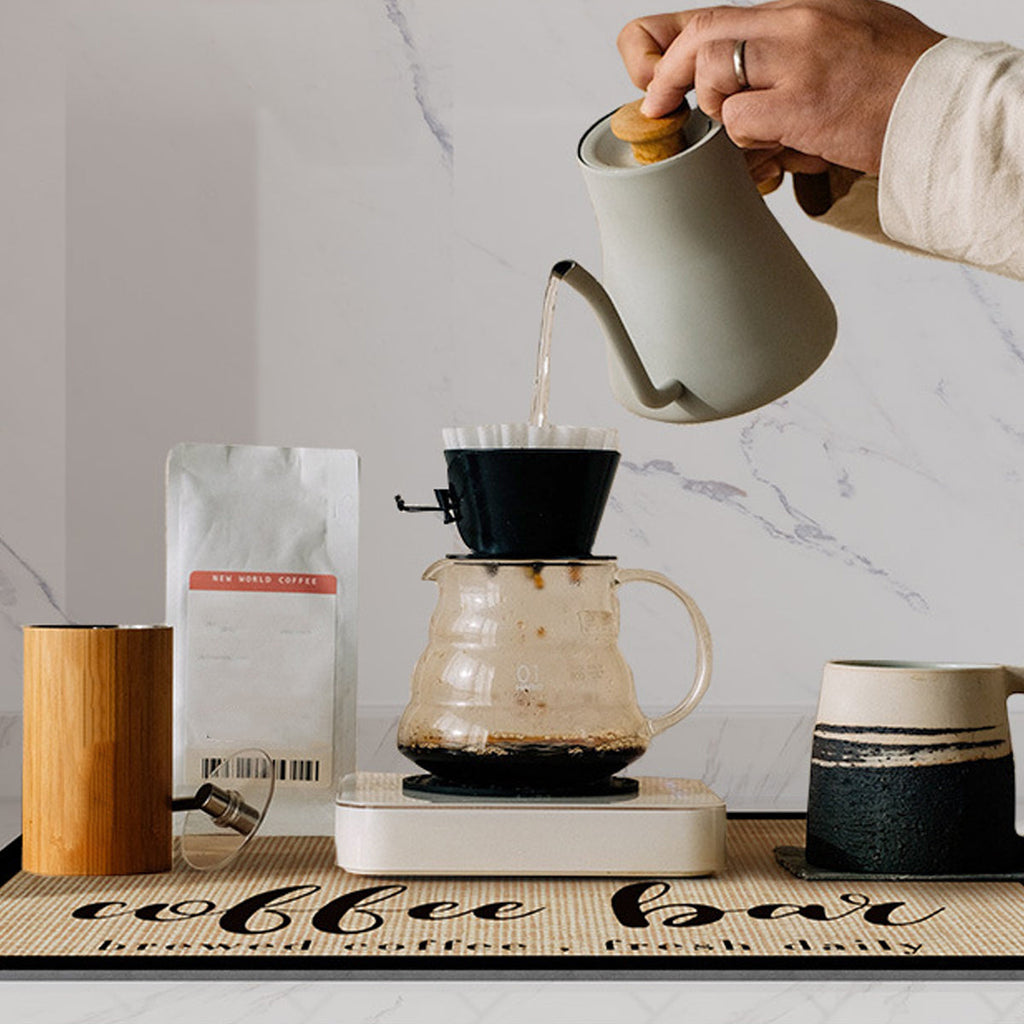 Absorbent Coffee Bar Mat Two Prints Rack | StorageOZ