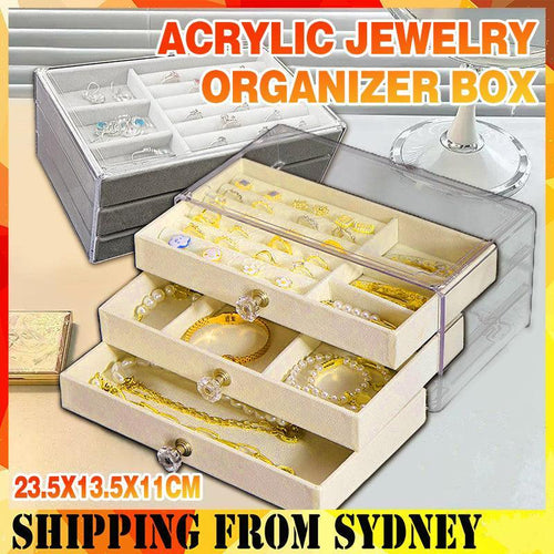 Acrylic Jewellery Drawer in Beige or Grey | StorageOZ