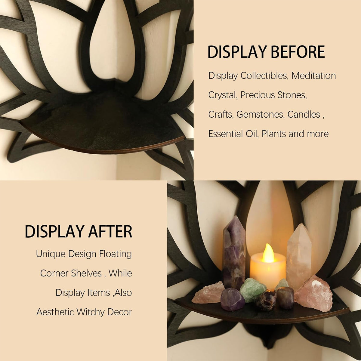 Lotus Shaped Wooden Wall Display Shelf Set | StorageOZ