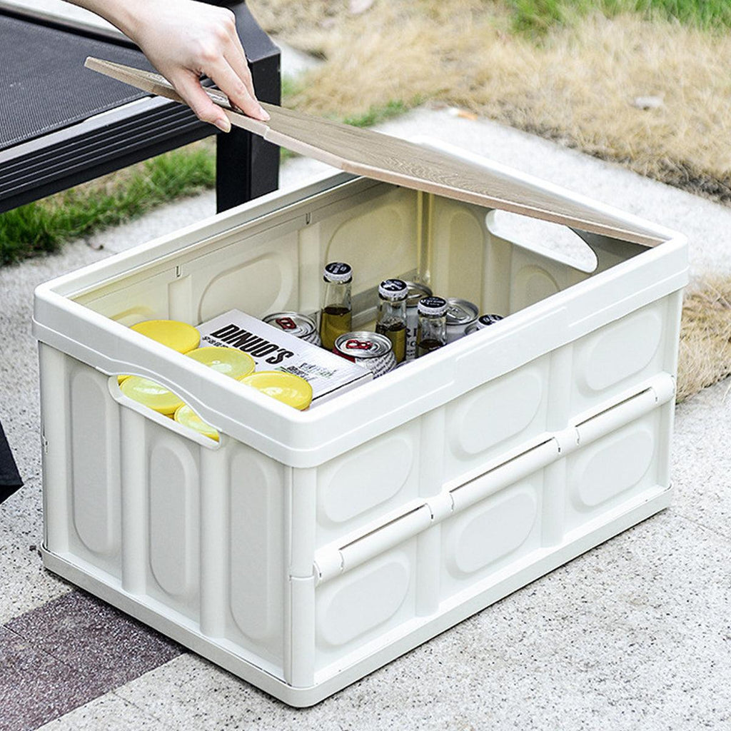 30L Folding Storage Box with Wooden Lid Set | StorageOZ