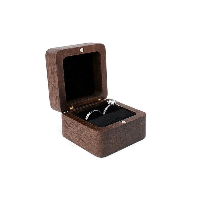 Walnut Wood Ring Box with Velvet Lining Case | StorageOZ