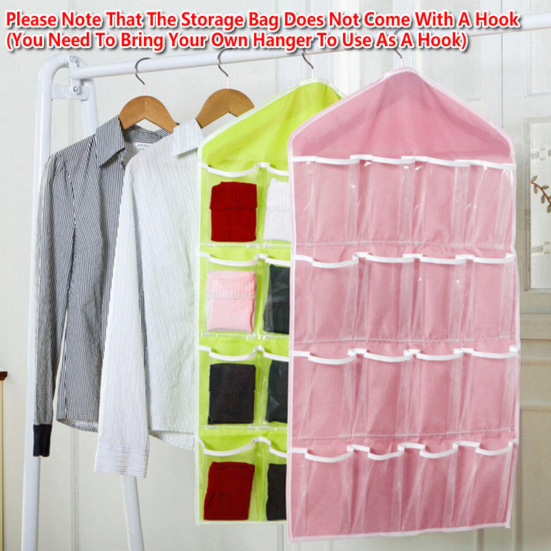 16 Pocket Clear Hanging Organiser Five Colours | StorageOZ