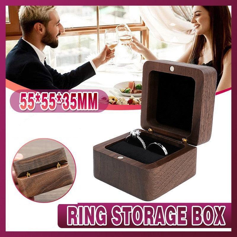 Walnut Wood Ring Box with Velvet Lining Case | StorageOZ