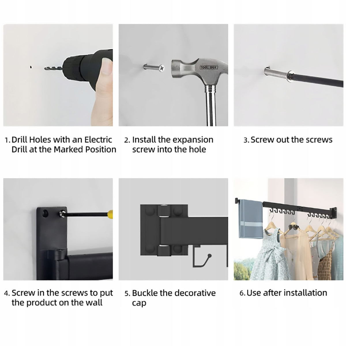 Foldable Aluminium Wall Clothes Rack Two Colours | StorageOZ