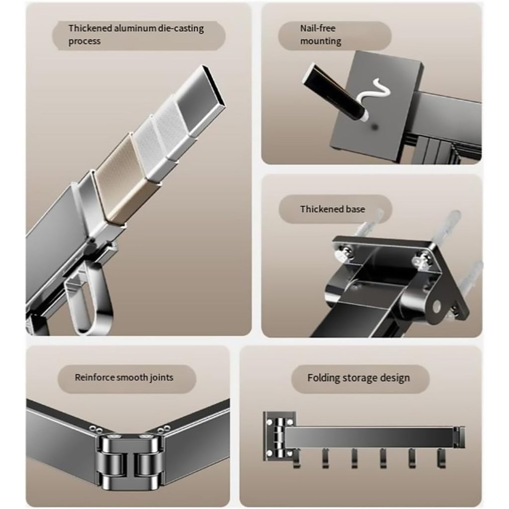 Foldable Aluminium Wall Clothes Rack Two Colours | StorageOZ