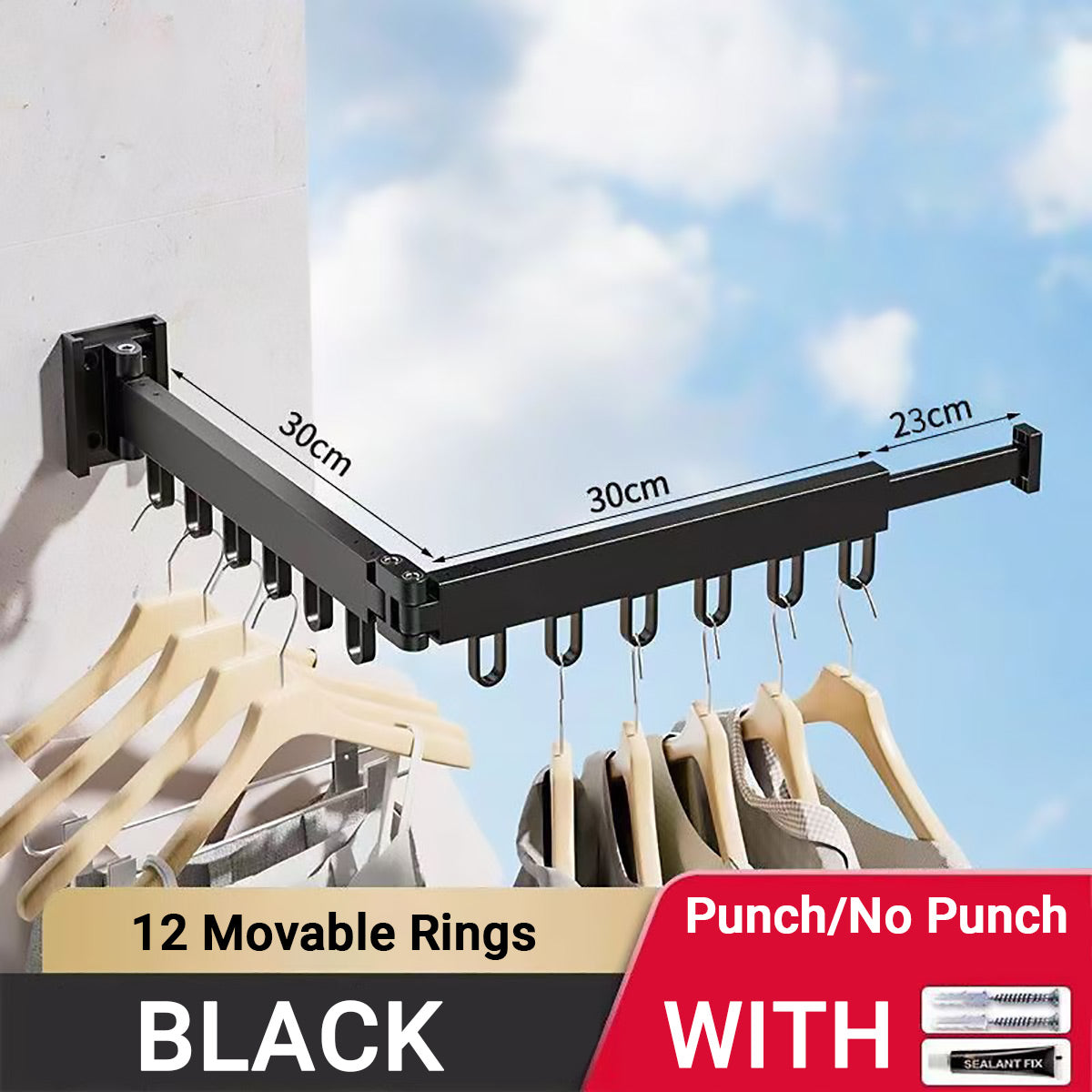 Foldable Aluminium Wall Clothes Rack Two Colours | StorageOZ
