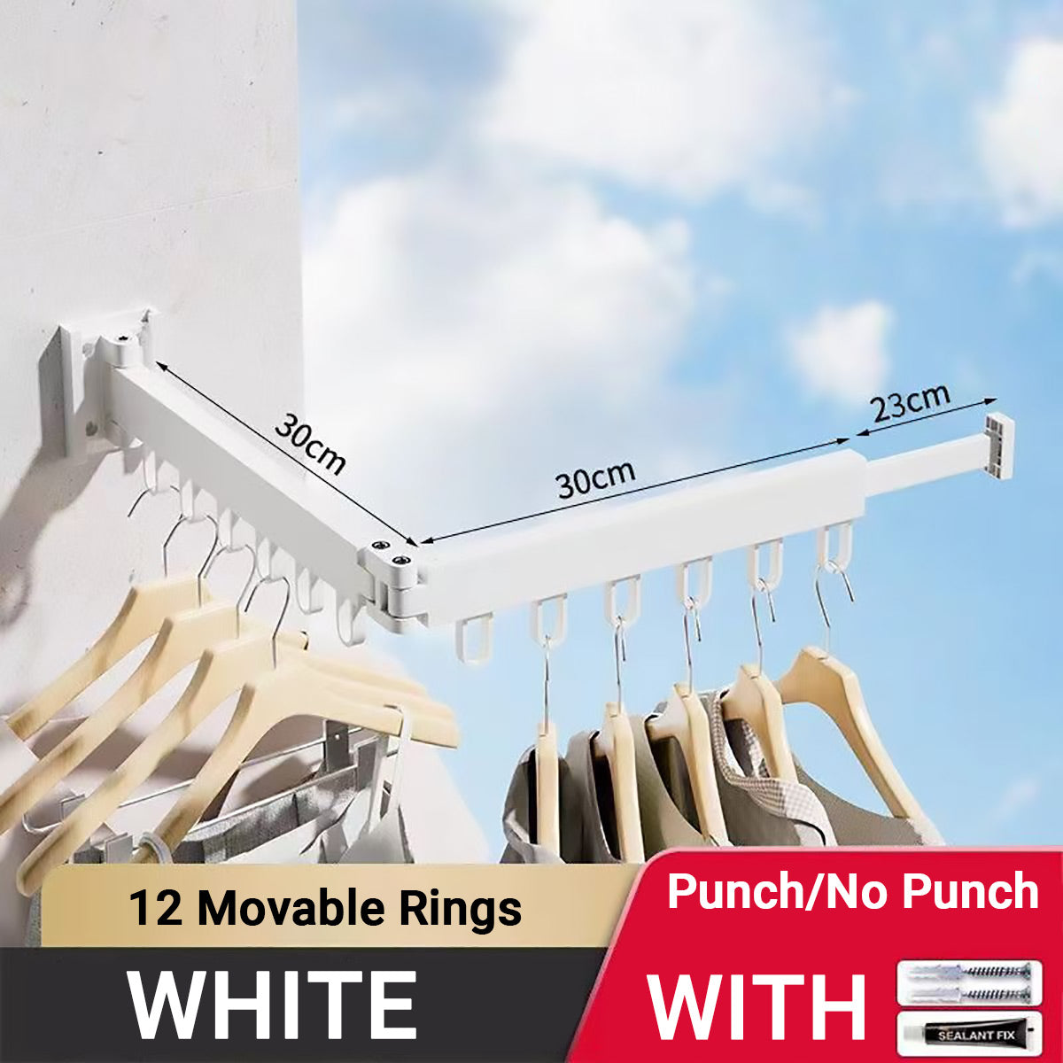 Foldable Aluminium Wall Clothes Rack Two Colours | StorageOZ