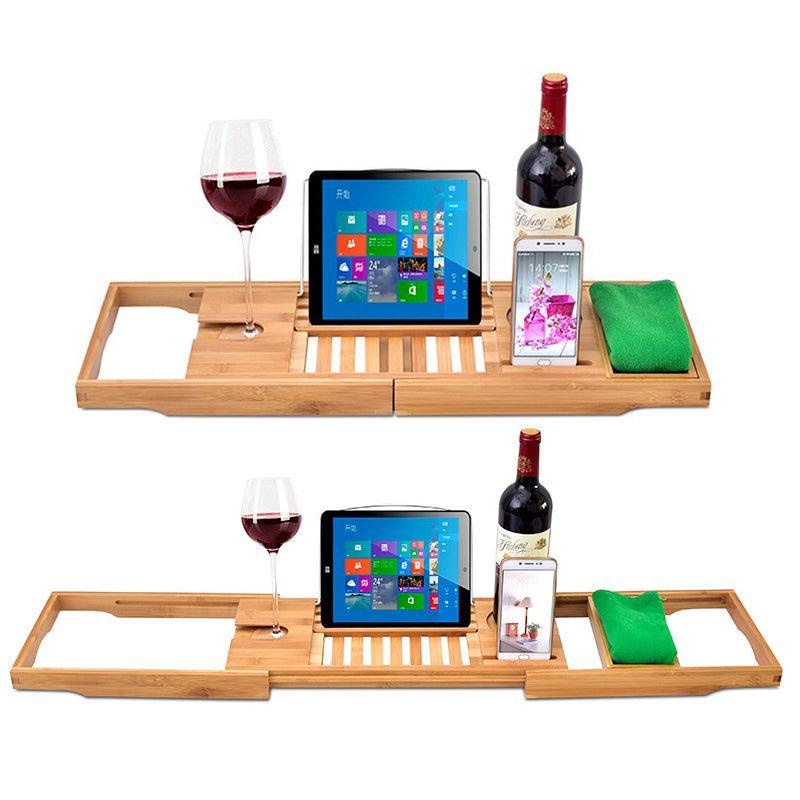 Extendable Bamboo Bathtub Caddy Tray Rack | StorageOZ