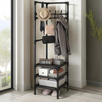 70 Inch Black Clothes Rack with Shelves Set | StorageOZ