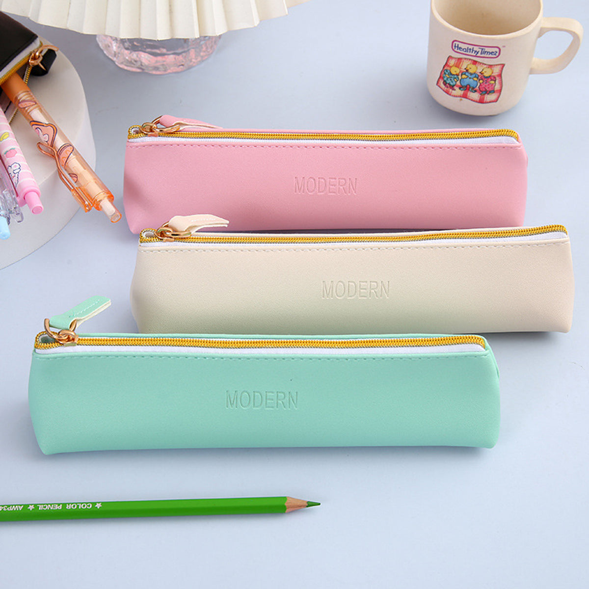 4 Pcs PU Pencil Cases Desk Organiser Set | StorageOZ