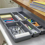 8 Pcs Drawer Desk Storage Trays Two Greys | StorageOZ