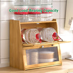 Bamboo Kitchen Storage Rack 3 Tier Acrylic Doors Spice 40 x 28 x 50cm