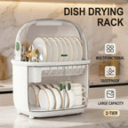 2 Tier Dustproof Dish Drying Rack Organiser | StorageOZ
