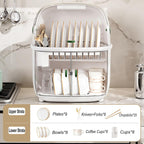 2 Tier Dustproof Dish Drying Rack Organiser | StorageOZ