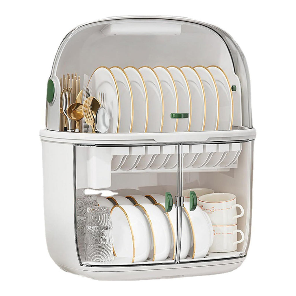 2 Tier Dustproof Dish Drying Rack Organiser | StorageOZ