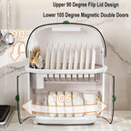 2 Tier Dustproof Dish Drying Rack Organiser | StorageOZ