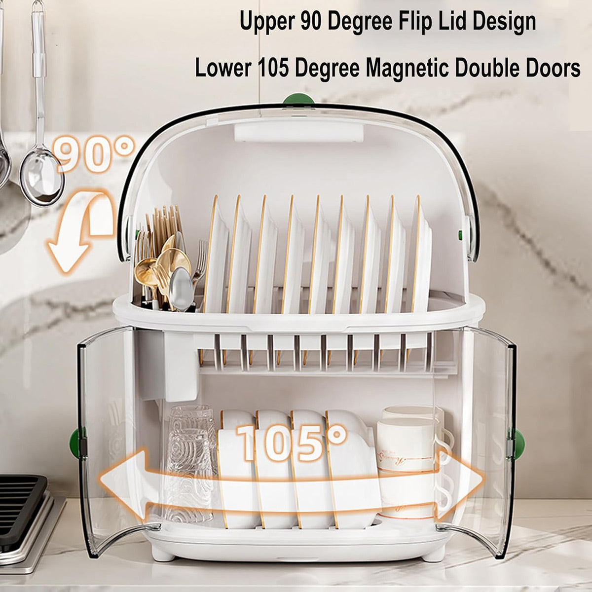 2 Tier Dustproof Dish Drying Rack Organiser | StorageOZ