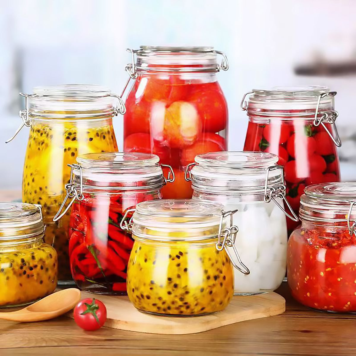 6 Pcs Clip Glass Jars Two Capacities Set | StorageOZ