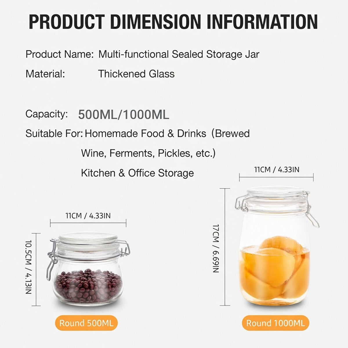 6 Pcs Clip Glass Jars Two Capacities Set | StorageOZ