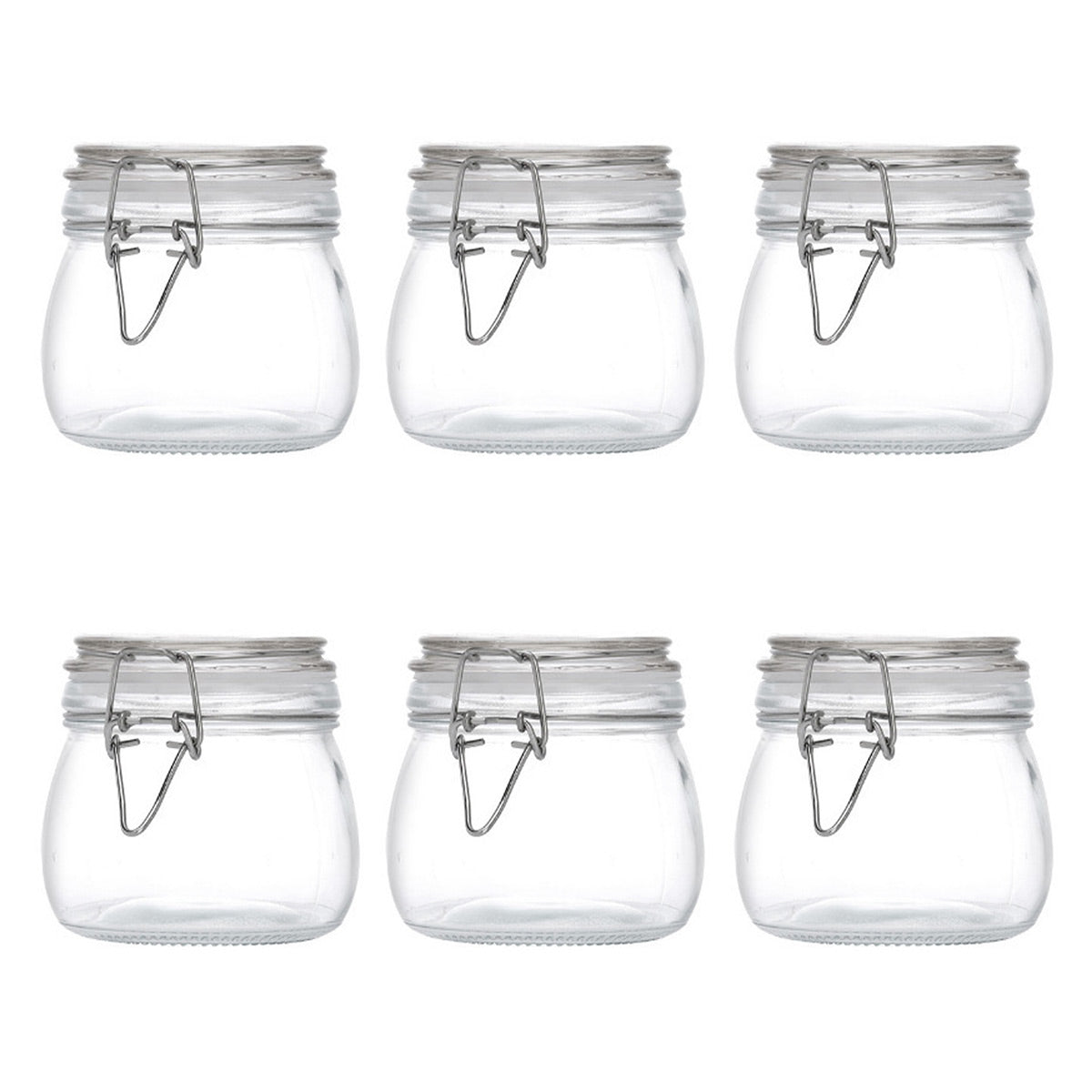 6 Pcs Clip Glass Jars Two Capacities Set | StorageOZ