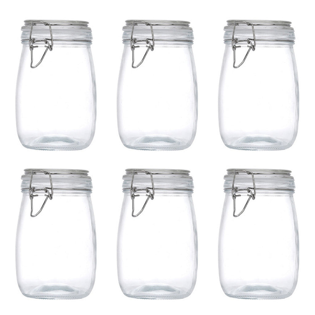 6 Pcs Clip Glass Jars Two Capacities Set | StorageOZ