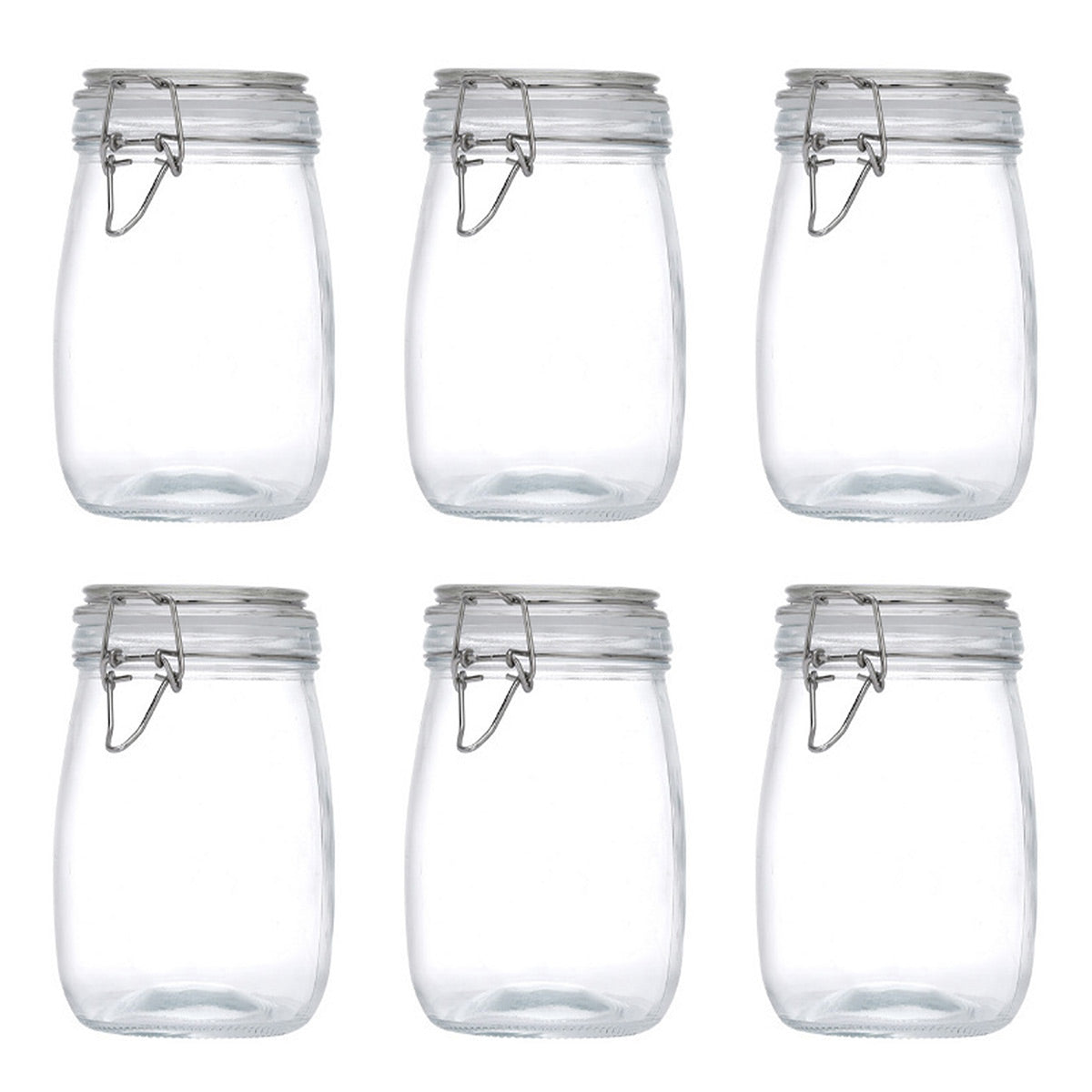 6 Pcs Clip Glass Jars Two Capacities Set | StorageOZ