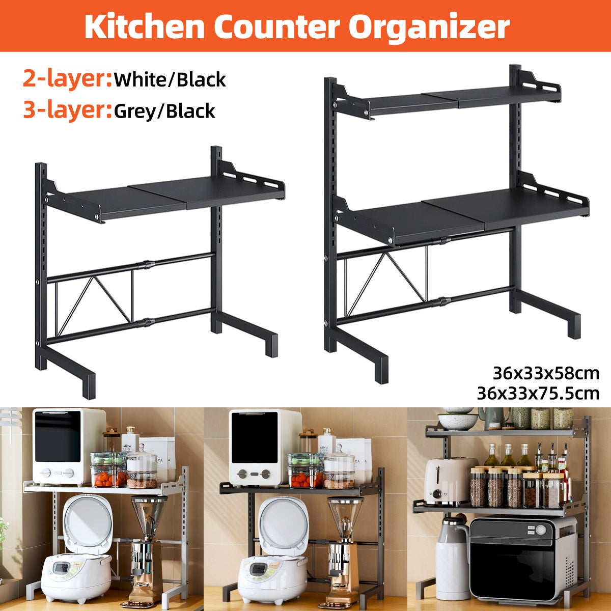 Expandable Steel Appliance Rack Two Heights | StorageOZ