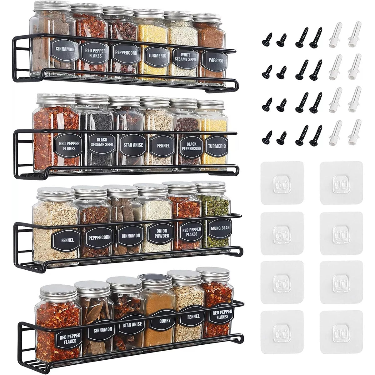 Carbon Steel Spice Wall Shelves Four Packs | StorageOZ