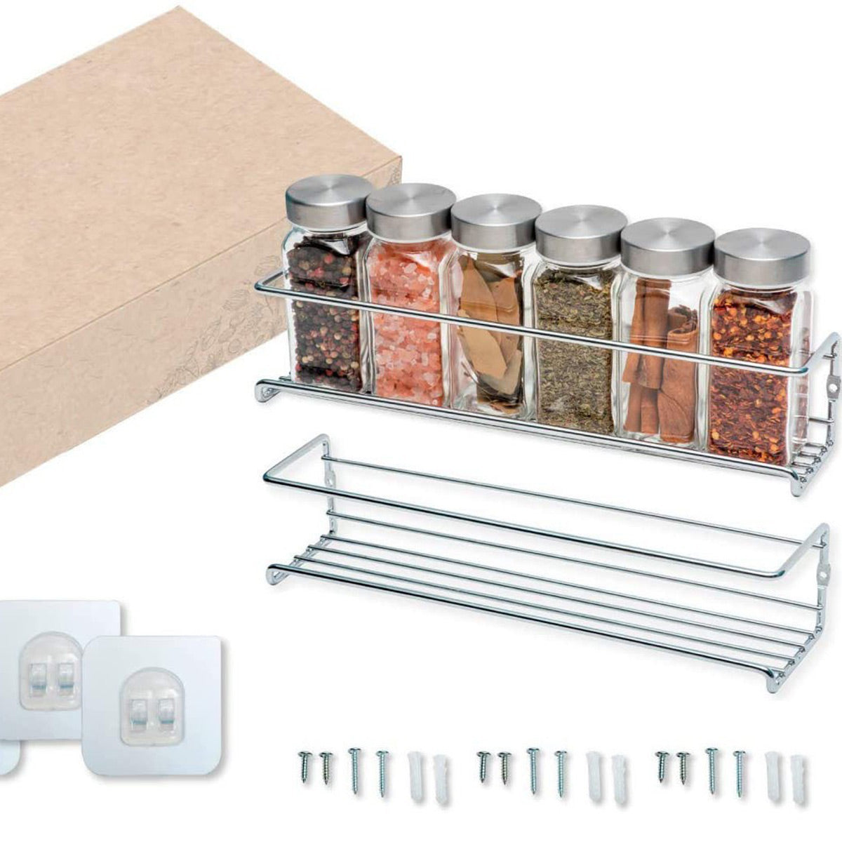 Carbon Steel Spice Wall Shelves Four Packs | StorageOZ