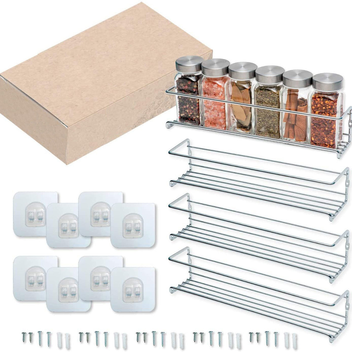 Carbon Steel Spice Wall Shelves Four Packs | StorageOZ