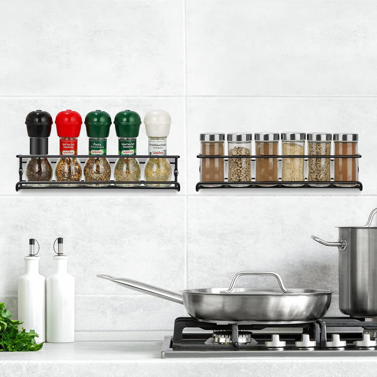 Carbon Steel Spice Wall Shelves Four Packs | StorageOZ