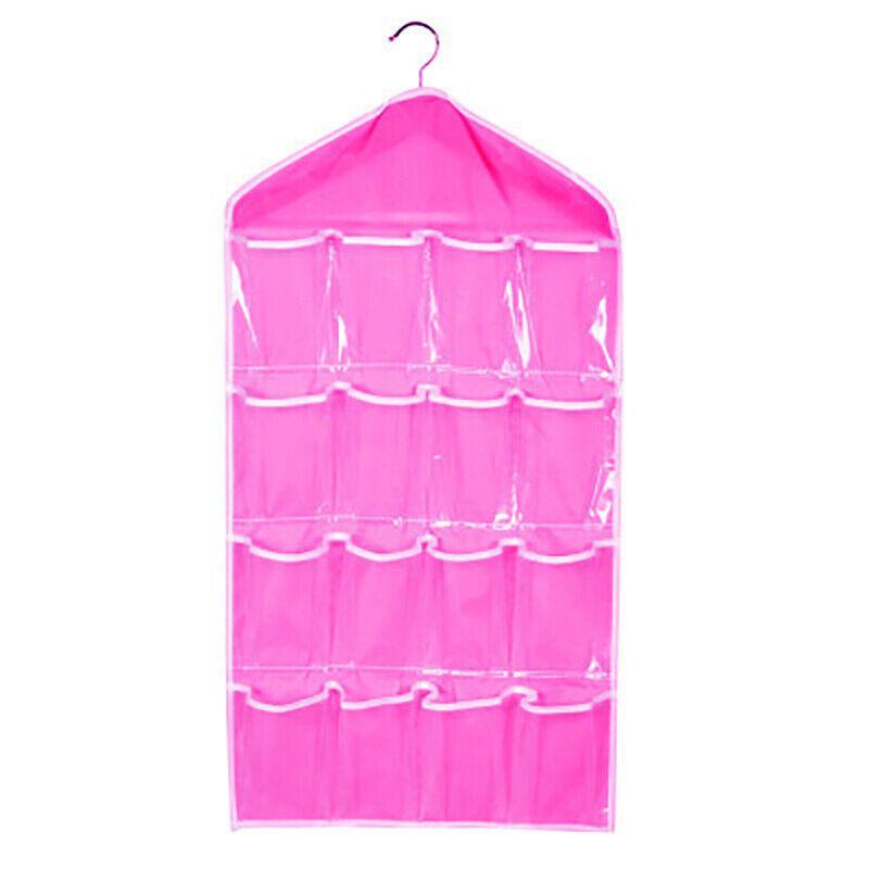 16 Pocket Clear Hanging Organiser Five Colours | StorageOZ